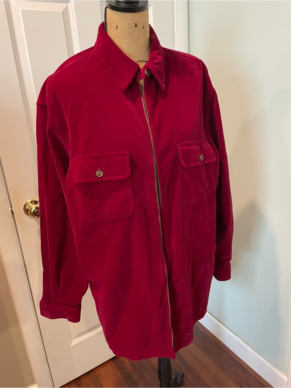 Jones New York Deep Wine Velvet Utility Jacket